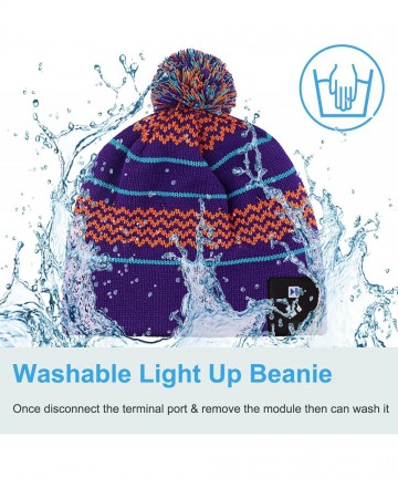 Skullies & Beanies Light Up Beanie Hat Stylish Unisex LED Knit Cap for Indoor and Outdoor - Lb009-purple1 - CY18ASOSMND $40.36