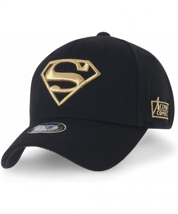 Baseball Caps Superman Baseball Cap Superman Shield Embroidery Fitted Trucker Hat - Gold Logo - CS180CIOLOE $38.19