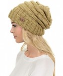 Skullies & Beanies Hat-100 Oversized Baggy Slouch Thick Warm Cap Hat Skully Cable Knit Beanie - Camel - C718XR2TMYC $12.30