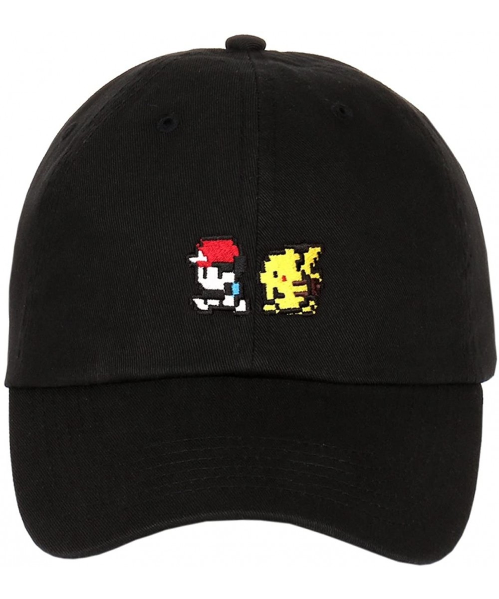 Baseball Caps Pikachu Pokeball Embroidered Cotton Low Profile Unstructured Dad Hat - Black - CN12LHDFQGN $26.03