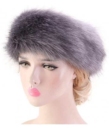 Cold Weather Headbands Women's Faux Fur Headband Elastic Head Warmer Luxurious Earmuff Snow Hat - Burgundy - CB18KC7I5TQ $18.27