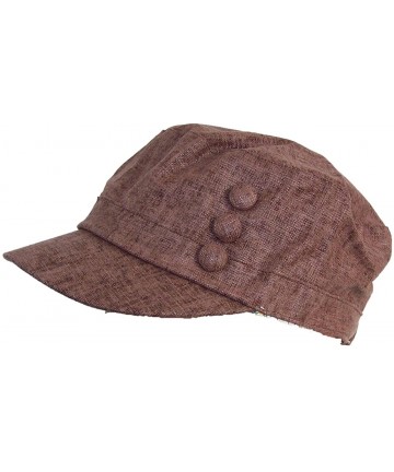 Sun Hats Women's Tweed Military Cadet 3 Button Hat W/Floral Lining (One Size) - Brown - CO11KNOFVY5 $13.04
