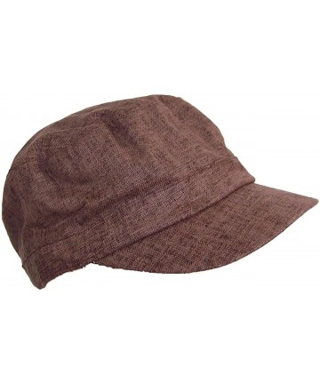 Sun Hats Women's Tweed Military Cadet 3 Button Hat W/Floral Lining (One Size) - Brown - CO11KNOFVY5 $13.04