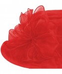 Sun Hats Women's Lace Fascinators Floppy Sun Hat for Kentucky Derby- Royal Ascot- Church- Wedding- Tea Party- Easter - Red - ...