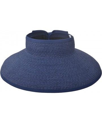 Sun Hats Women Mens UPF 50+ Wide Brim Starw Sun Hat Roll Up Panama Fedora Beach Hat - Dark Blue - CI1968EI39H $24.20