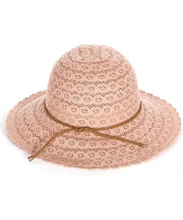 Bucket Hats Foldable Sun Hats for Women- Cotton Lace Bucket- for Beach Outdoor - Rose - CG18R4AYL7N $17.54