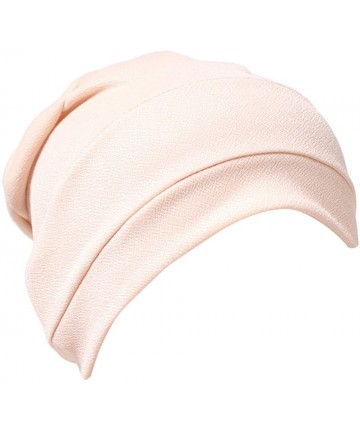 Skullies & Beanies Muslim Stretch Turban Hat Chemo Cap Hair Loss Head Scarf Wrap Hijib Cap - Beige - CJ18CT00DYN $13.89