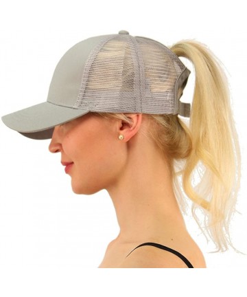 Baseball Caps Women Girls Ponytail Cap Messy Buns Trucker Plain Baseball Dad Hat Adjustable - Grey - C218CYKQSR0 $13.58