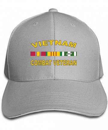Baseball Caps Vietnam Combat Veteran Adjustable Hat Baseball Cap Sandwich Cap - Gray - CF18TWG4H2K $26.37