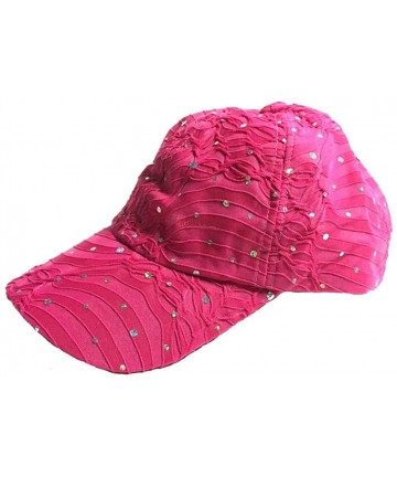 Baseball Caps Rhinestone Glitter Sequin Baseball Cap Hat Adjustable - Fuchsia - C511WG9RIFP $27.00