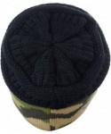 Skullies & Beanies Unisex Warm Soft Stretch Cable Knit Camo Cuff Beanie Cap - Black - CM189ZYQULZ $18.42