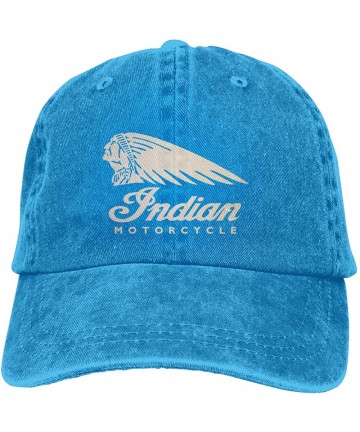 Baseball Caps Indian Cowboy Motorcycle Baseball Cap Vintage Plain Adjustable Denim Hat for Women Men Black - Blue - CB18UMMDQ...