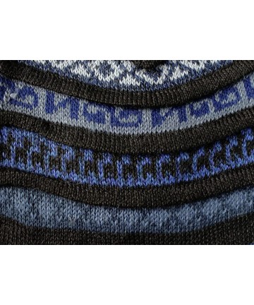 Skullies & Beanies Superfine 100% Alpaca Wool Handmade Intarsia Chullo Ski Hat Beanie Aviator Winter - Black/Blue - CQ12MP5NX...