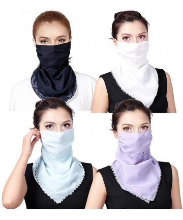 Balaclavas 2 or 4 Pack Women Sun Mask Face Scarf Chiffon Wrap Dust Shield Neck Gaiter UV Protection - Black - C9199SCW4SK $19.65