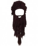 Skullies & Beanies Wig Beard Hats Handmade Knit Warm Winter Caps Ski Funny Mask Beanie for Men Women - Crazy Brown - CJ1939X4...