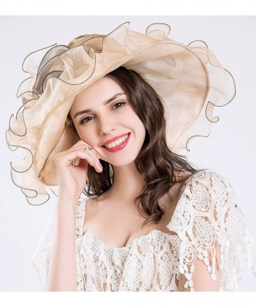 Sun Hats Kentucky Derby Hats for Womens Organza Fascinator British Tea Party Wedding Dress Cap Mysterious UPF 50+ - Beige - C...
