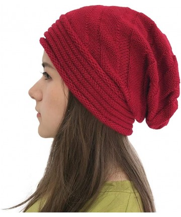 Skullies & Beanies Women Hat- Women Fashion Winter Warm Hat Girls Crochet Wool Knit Beanie Warm Caps - ❤️red - CF18AI883GE $1...