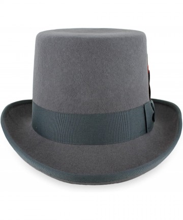 Fedoras Mens Top Hat Satin Lined Topper by Belfry 100% Wool in Black Grey Navy Pearl - Grey - CA1804UC5TD $79.45
