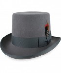 Fedoras Mens Top Hat Satin Lined Topper by Belfry 100% Wool in Black Grey Navy Pearl - Grey - CA1804UC5TD $56.60