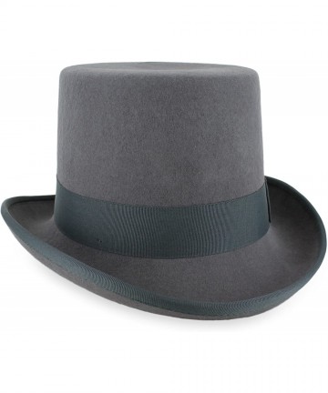 Fedoras Mens Top Hat Satin Lined Topper by Belfry 100% Wool in Black Grey Navy Pearl - Grey - CA1804UC5TD $56.60