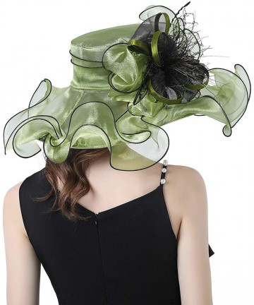 Sun Hats Women Kentucky Derby Church Hat Organza Flower Wide Brim Fascinator Hats for Wedding Tea Party- Dual-use - CU194TO7G...