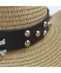 Cowboy Hats Unisex Wide Brim Straw Cowboy Hat Summer Outback Beach Sun Cap with Leather Belt - Light Coffee - CA18S5T6UKH $44.69