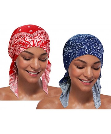 Skullies & Beanies 2 Pieces Chemo Hat Turban Beanie- Pre-Tied Headwraps Headwear for Women - Set 4 - CJ18U8XL2Z3 $16.16