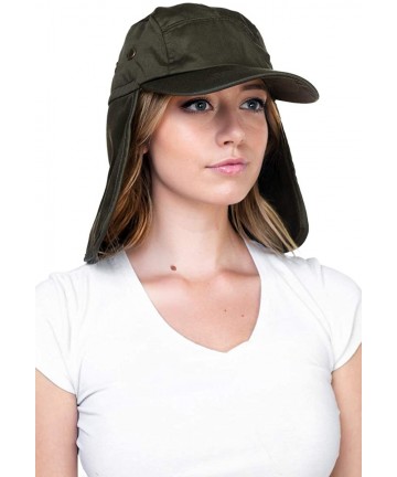 Sun Hats Fishing Sun Cap UV Protection - Ear Neck Flap Hat - Olive - CC182YOWKRL $15.24