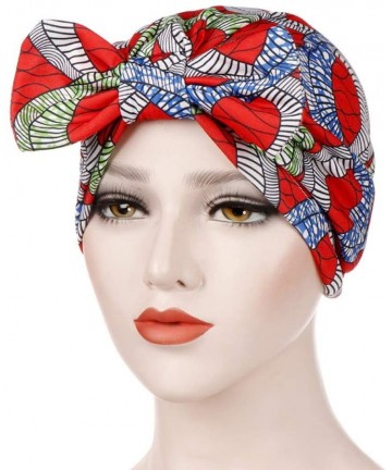 Skullies & Beanies ❤Women Bowknot Muslim Ruffle Cancer Chemo Hat Beanie Beading Turban Head Wrap Cap (Red -1) - Red -1 - CR18...