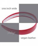 Headbands Bright Red 1 Inch Wide Leather Like Headband Solid Hair band for Women and Girls - Bright Red - CK12O2ASCS4 $12.36