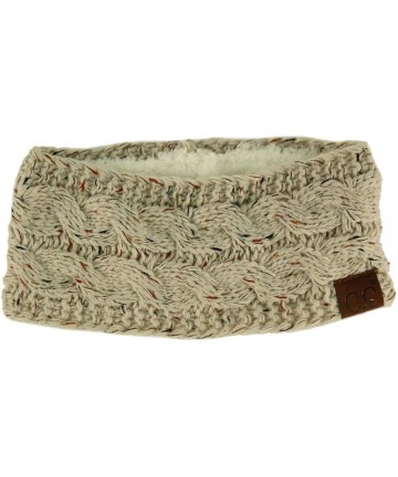 Cold Weather Headbands Winter CC Confetti Warm Fuzzy Fleece Lined Thick Knit Headband Headwrap Hat Cap - Oatmeal - C2187GEZHX...