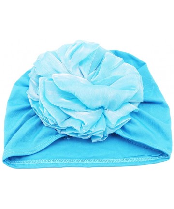 Skullies & Beanies Big Flower Elastic Cloth Head Cap Hat Chemo Beanie Ladies Turban Knitted Scarf Cap - Blue - C918REGRH0Q $1...