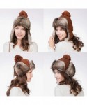 Bomber Hats Ladies Earflap Trapper Hat Faux Fur Hunting Hat Fleece Lined Thick Knitted - 99725_brown - CT18KISQIOZ $34.60