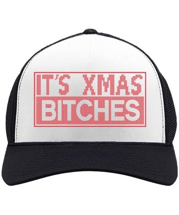 Baseball Caps It's Xmas Bitches Funny Holiday Ugly Christmas Party Trucker Hat Mesh Cap - Black/White - CA1888CR6GE $16.89