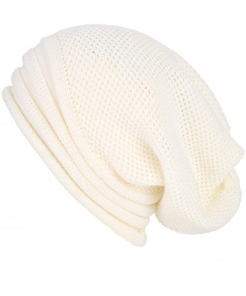 Skullies & Beanies Winter Knitted Crochet Slouchy - White - CR188YL9R06 $16.97