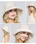 Sun Hats Women's Cotton Bucket Hat Sun Summer Color Beach Caps Big Fold-up Brim - Beige - CJ17Z59QQQ5 $21.31