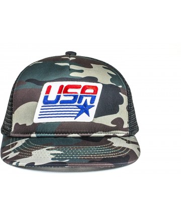 Baseball Caps USA Mesh Trucker Hat (Snapback Baseball Cap) USA Hat - Sun Protection - Camo W/Olympic Flag - CG18ELGQRCX $34.47
