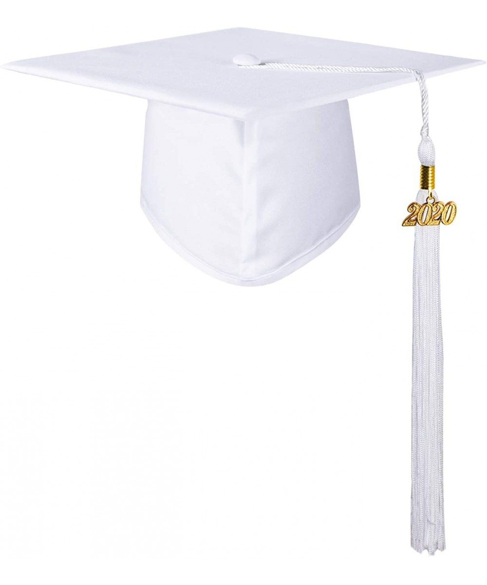 Skullies & Beanies Unisex Adult Matte Graduation Cap with 2020 Tassel - White - CP11SBEBNPF $21.50