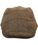 Newsboy Caps Mens Herringbone Tweed Wool Check Grandad Flat Caps Hats Vintage Green Grey Blue Brown - Tan-check - C618IXXT4DO...