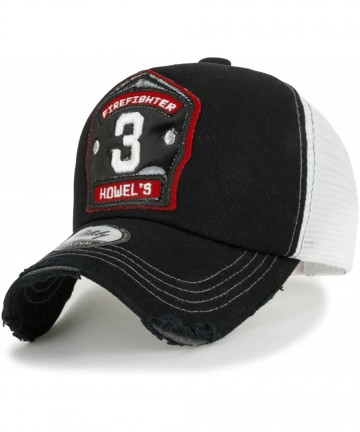 Baseball Caps Firefighter Embroidery Patch Casual Mesh Baseball Cap Trucker Hat - Black&white - CC18SQT24O6 $30.69