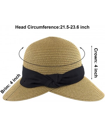 Sun Hats Women's Sun Hat Wide Brim Foldable Straw Hats Summer Travel Beach Cap - Brown - CU1944ZDM74 $19.35