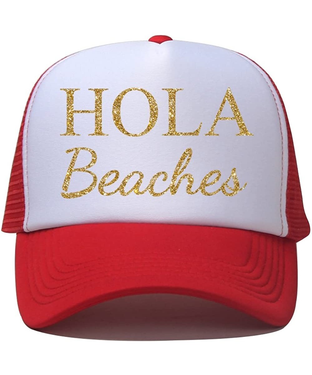 Baseball Caps Trucker Hats for Adult HOLA Beaches Logo Print Snapback Summer Mesh Caps - Red - C418EEEE8K7 $12.44
