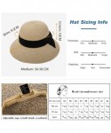 Sun Hats Packable Straw Floppy Fedora Panama Derby Beach Sun Hat for Women Band Ribbon 55-58cm - Beige_69087 - CW18SO7QCOY $2...