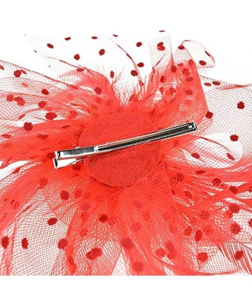 Baseball Caps Fascinators Hat Flower Mesh Feathers Headwear Cocktail Party Derby Hat - Red - CD18E6EXX3L $11.82