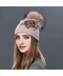 Skullies & Beanies Winter Fur Pom Bobble Cap Women Wool Slouchy Beanie Hat Chunky Skullies - Eraser Pink - CD1867UKZ66 $36.36