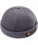 Skullies & Beanies Unisex Beanie Corduroy Docker Brimless Hat Rolled Cuff Harbour Hat - X-2 Pack Black/Grey - CR193AKNMDR $19.67