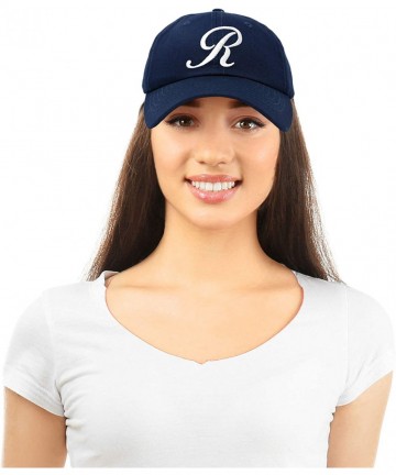 Baseball Caps Initial Hat Letter R Womens Baseball Cap Monogram Cursive Embroider - Navy Blue - CD18U35QMNW $18.24