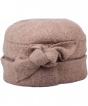 Bucket Hats Women's Wool Warm Bucket Hat Sleeve Head Cap Beanie Hat with Bow - Light Brown - C612M7DIWIB $26.34