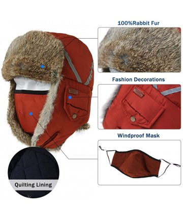 Bomber Hats Unisex 100% Rabbit Fur Bomber Trapper Mask Earflap Ushanka Russian Winter Hat 55-61cm - 89135-grey - CF18ZCYHA9D ...