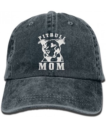 Baseball Caps Proud Pitbull Mom Hipster Unisex Denim Jeans Adjustable Baseball Hat Hip-Hop Cap for Women - Navy - CX1803TK452...